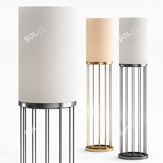 Cage 02 Floor Lamp by Il Bronzetto 3D model image 1