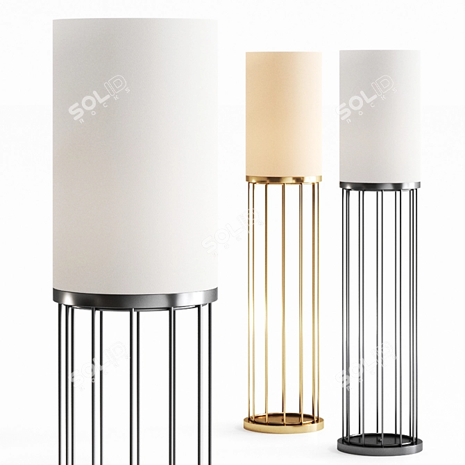 Cage 02 Floor Lamp by Il Bronzetto 3D model image 3