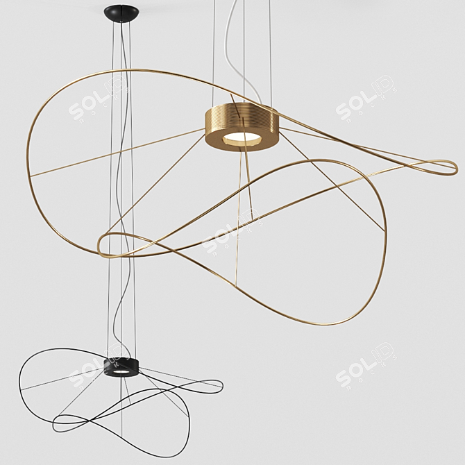 Axolight Hoops SP Gold Pendant Lamp 3D model image 1