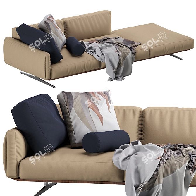 Flexform Soft Dream Chaise Lounge: Unparalleled Comfort & Elegance 3D model image 1