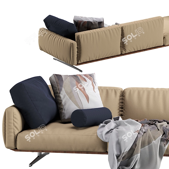 Flexform Soft Dream Chaise Lounge: Unparalleled Comfort & Elegance 3D model image 5
