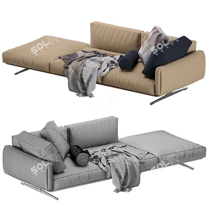 Flexform Soft Dream Chaise Lounge: Unparalleled Comfort & Elegance 3D model image 7