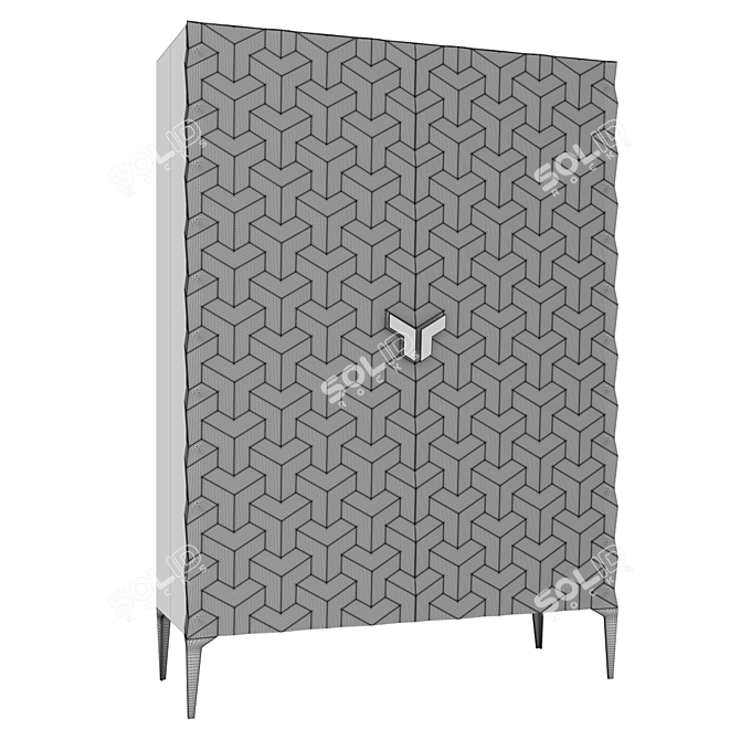 Elegant Triny Bar Cabinet 3D model image 5