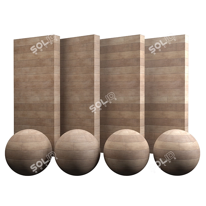 Japanese Temple Parquet: Authentic 100x100cm Texture 3D model image 1