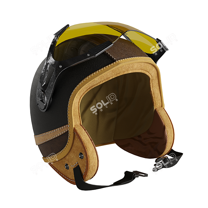 Pro Leather Moto Helmet 3D model image 1