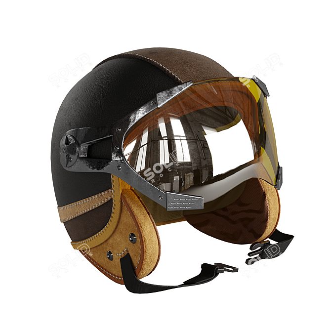 Pro Leather Moto Helmet 3D model image 2