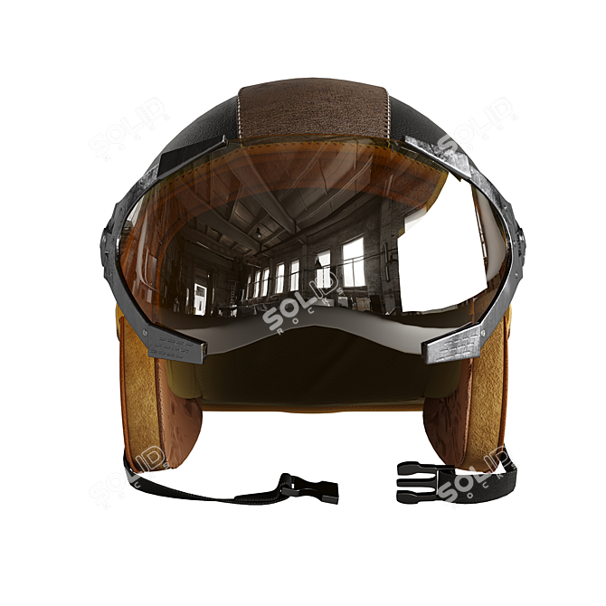 Pro Leather Moto Helmet 3D model image 4