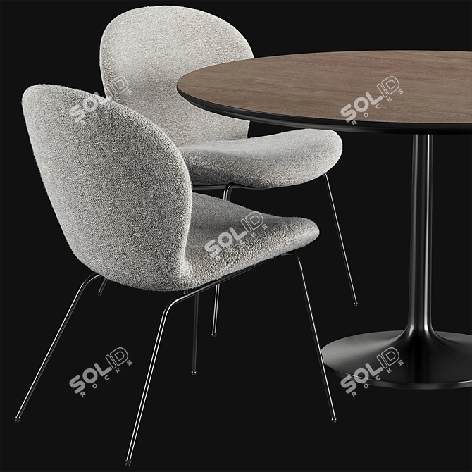Marble Dining Table with Hiro Chairs 3D model image 2
