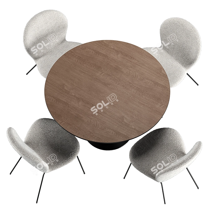 Marble Dining Table with Hiro Chairs 3D model image 5
