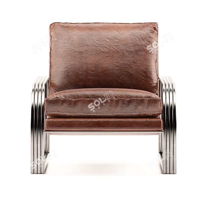 Luxury Leather Lounge Armchair 3D model image 3