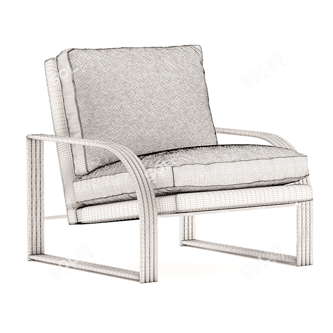 Luxury Leather Lounge Armchair 3D model image 4