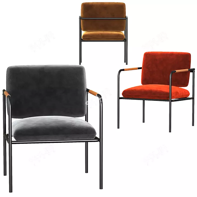 Sleek Charcoal Gray Lounge Chair 3D model image 3