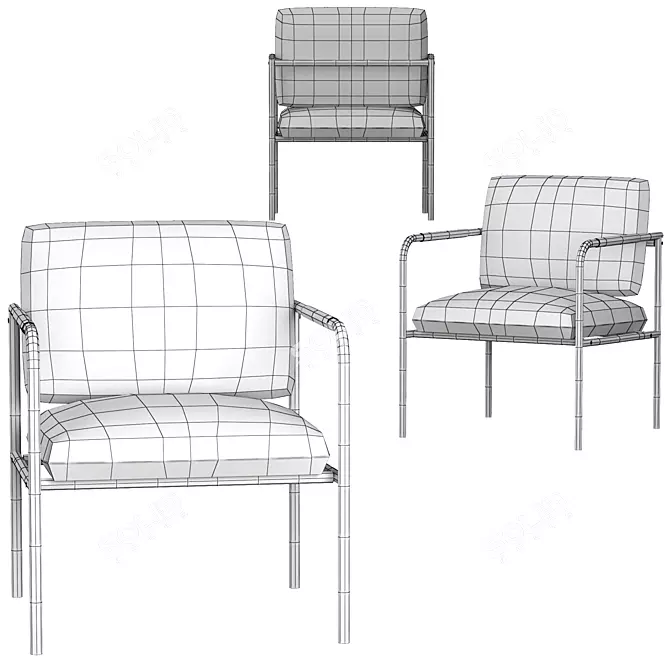 Sleek Charcoal Gray Lounge Chair 3D model image 4