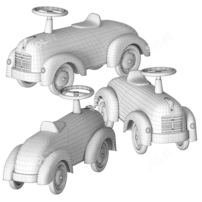 Baghera Speedster: Classic Pedal Car for Kids 3D model image 6