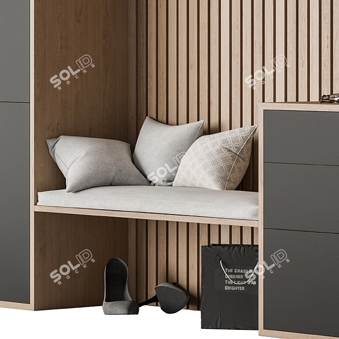 Modern Wood and Black Hallway Set 3D model image 4