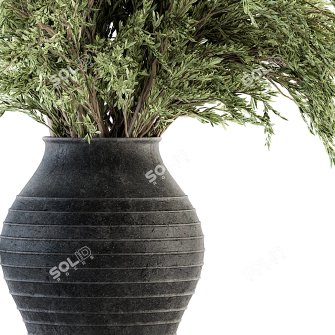 Green Oasis: Big Bush in Vase 3D model image 2