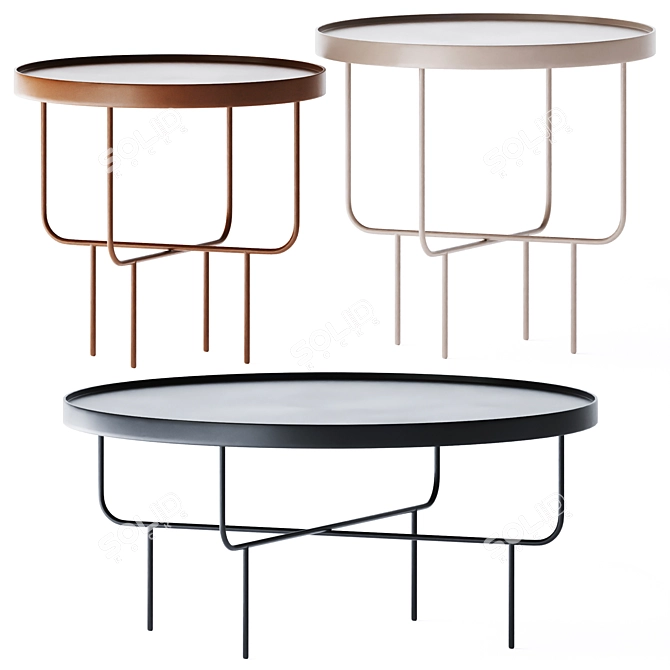 Sleek Metal Round Coffee Table 3D model image 1