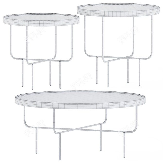 Sleek Metal Round Coffee Table 3D model image 2