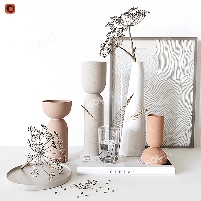 Elegance in Bloom: Decorative Vase Set 3D model image 1
