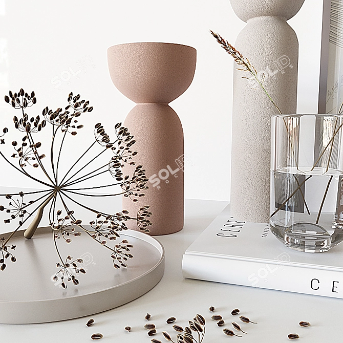 Elegance in Bloom: Decorative Vase Set 3D model image 2