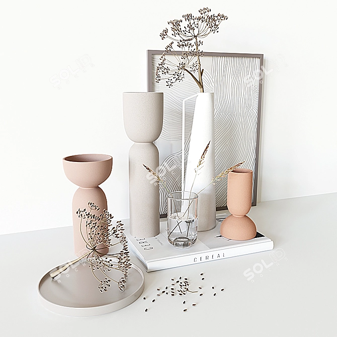 Elegance in Bloom: Decorative Vase Set 3D model image 4