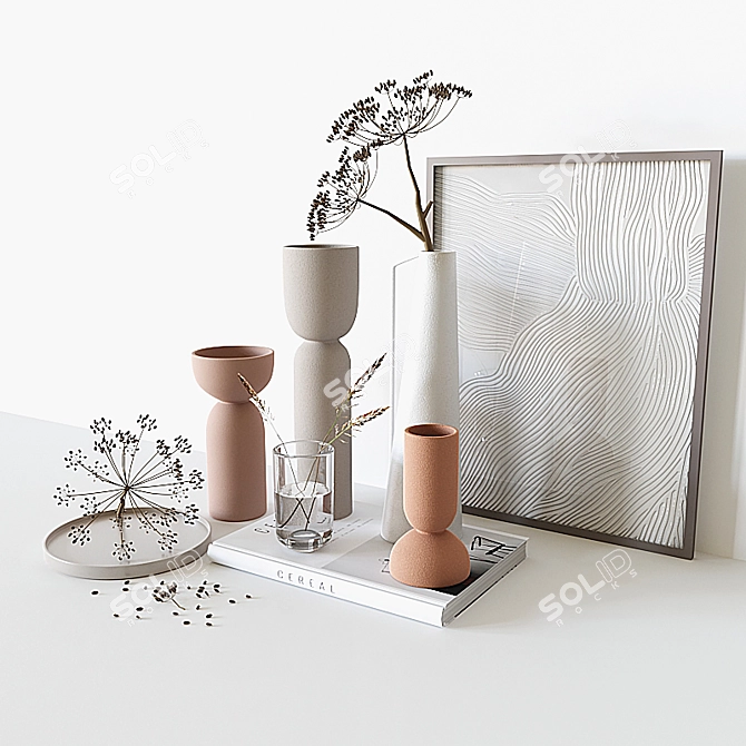 Elegance in Bloom: Decorative Vase Set 3D model image 5