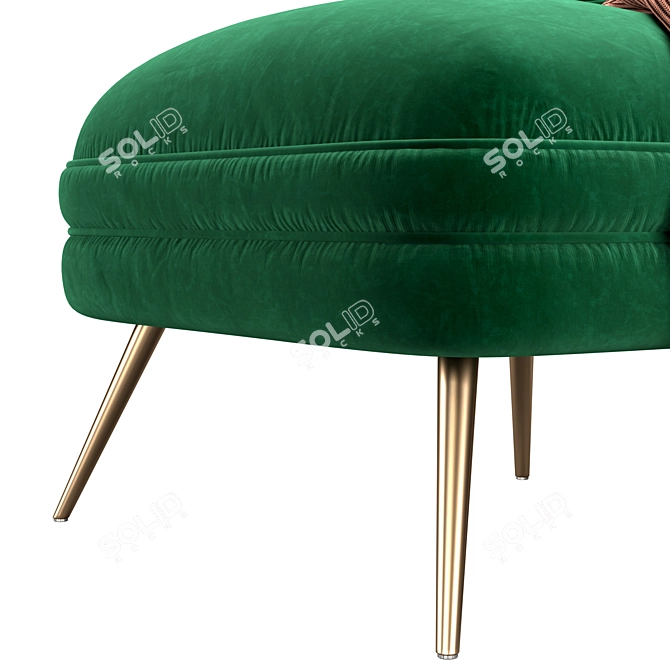 Luxury Emerald Velvet Lounger 3D model image 5