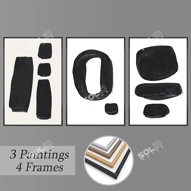 Modern Wall Art Set 3D model image 1