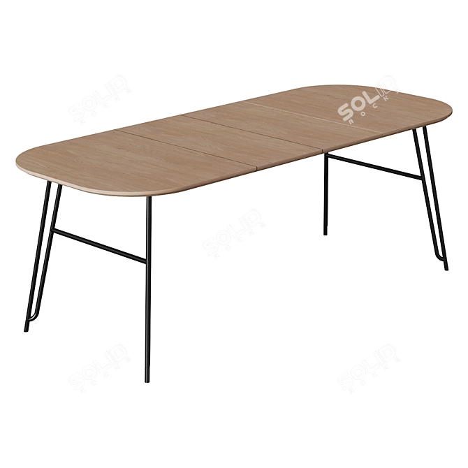 Modern Black Veneer Dining Table 3D model image 2