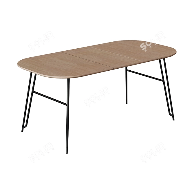 Modern Black Veneer Dining Table 3D model image 3