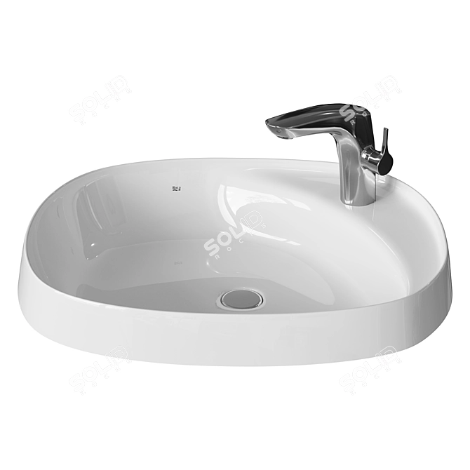 Refined Roca Ceramic Washbasin 3D model image 1