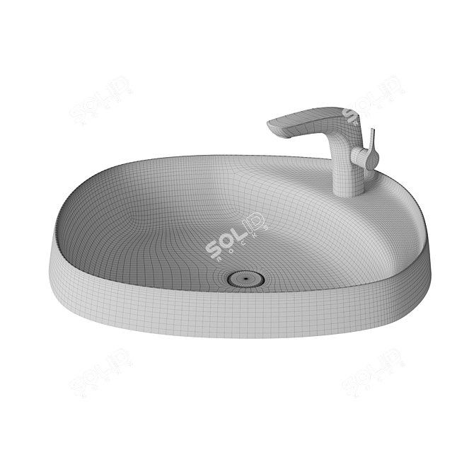 Refined Roca Ceramic Washbasin 3D model image 2