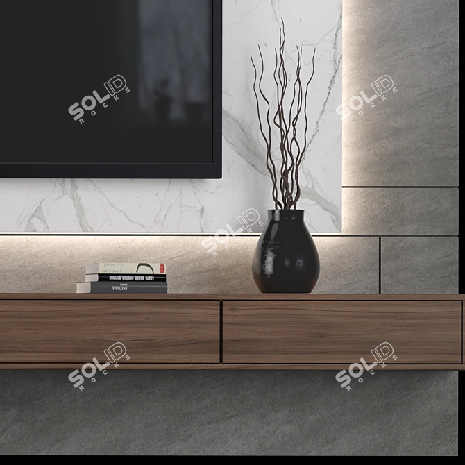 Versatile TV Wall Unit for Stunning Renders 3D model image 3