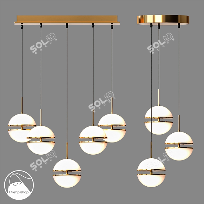 Elegant Crescent Pendant Light 3D model image 1