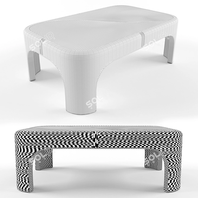 Modern Rattan Coffee Table 3D model image 3