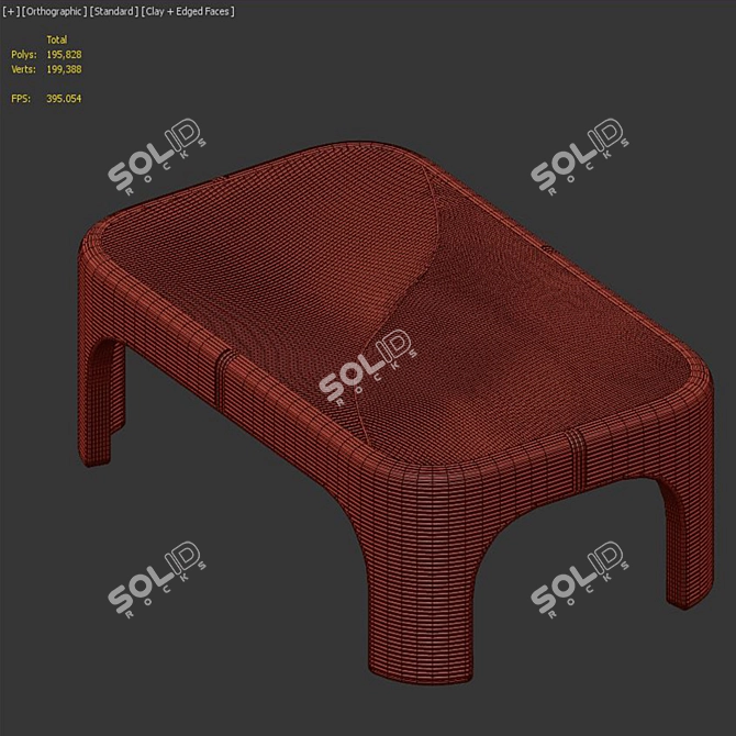 Modern Rattan Coffee Table 3D model image 4