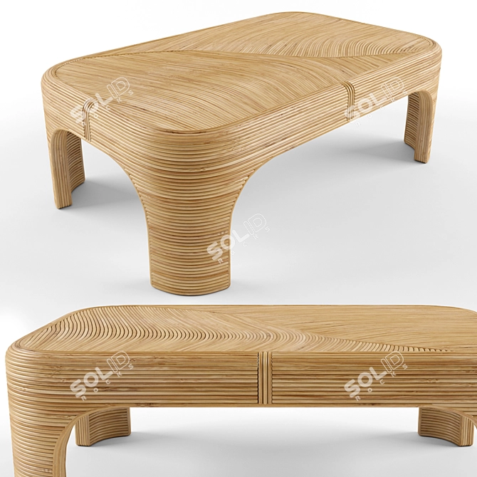 Modern Rattan Coffee Table 3D model image 5