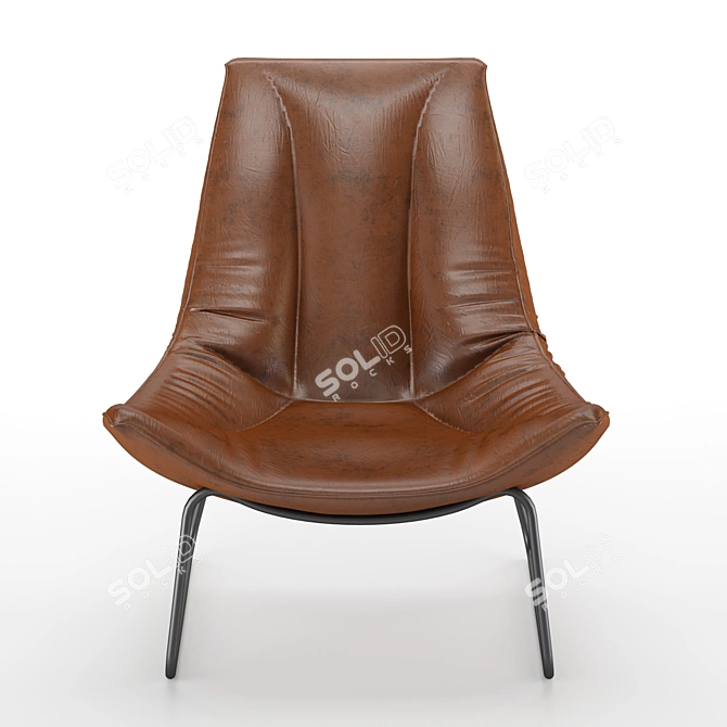 Luxury Leather Beal Armchair 3D model image 2