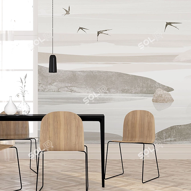 Abstract Seaview and Birds Wallpaper 3D model image 6