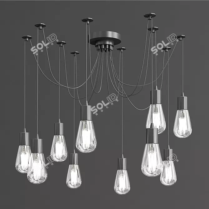 Elegant 10-Light Cable Chandelier 3D model image 3