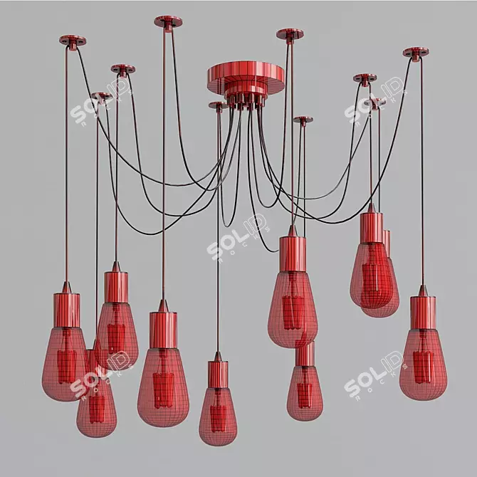 Elegant 10-Light Cable Chandelier 3D model image 6