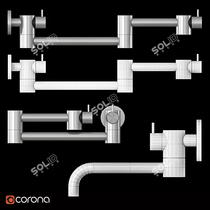 Mina Pot Filler Faucet | Extendable Handle 3D model image 2