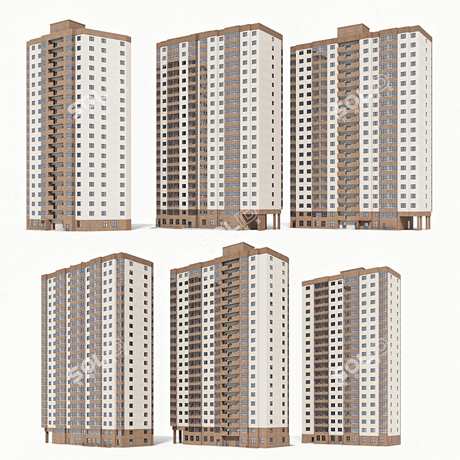 Brick Multi-story Houses
Illuminated 3-Pack 3D model image 1