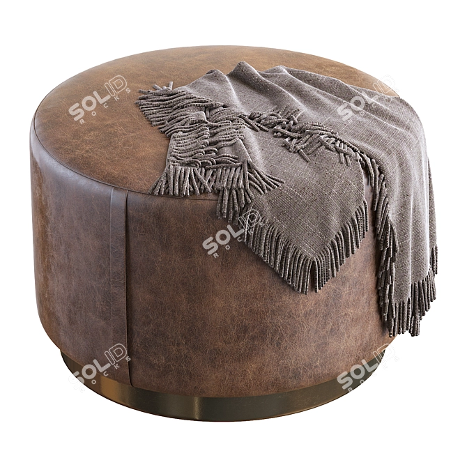 WIKA Coleccion Alexandra 2021 Luxury Leather Round Ottoman 3D model image 3