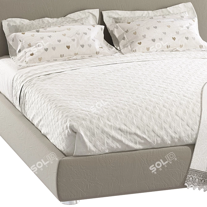 MEDEA Double Bed with Upholstered Headboard - Modern & Comfortable 3D model image 4