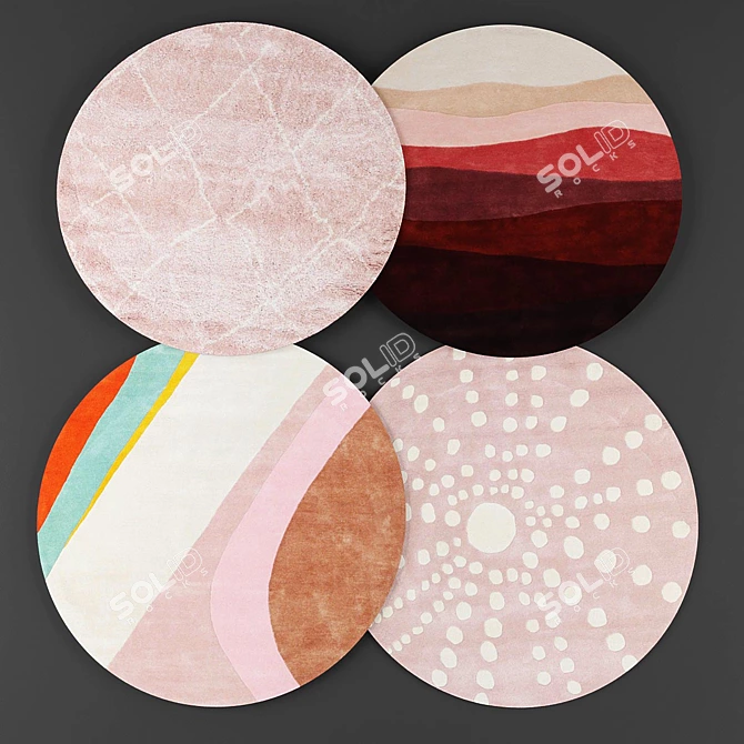 Contemporary Round Rugs Collection 3D model image 1