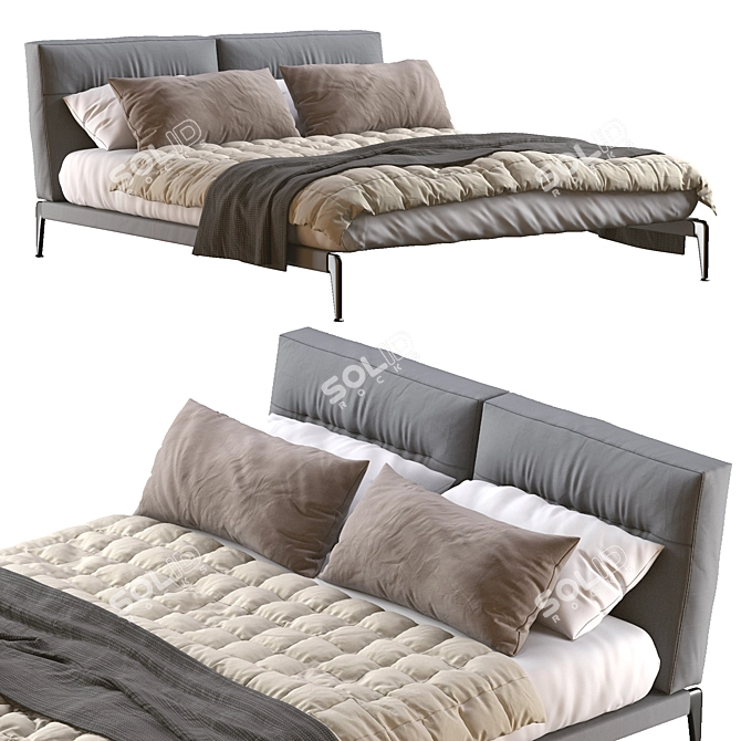 Flexform Adda Bed: Stylish and Comfortable 3D model image 3