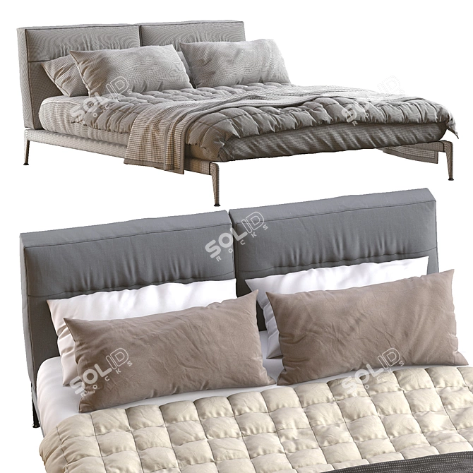 Flexform Adda Bed: Stylish and Comfortable 3D model image 5