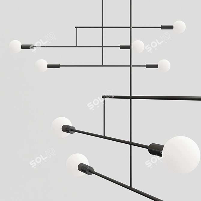 Triple Arm Mobile Light 3D model image 1