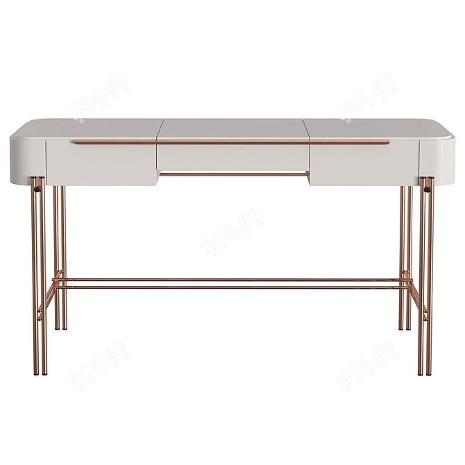 Bamboo Dressing Table: Modern Style with Mirror & Drawers 3D model image 2